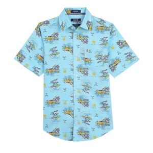 NWT IZOD Paradise Island Palm Tree Button Down Top